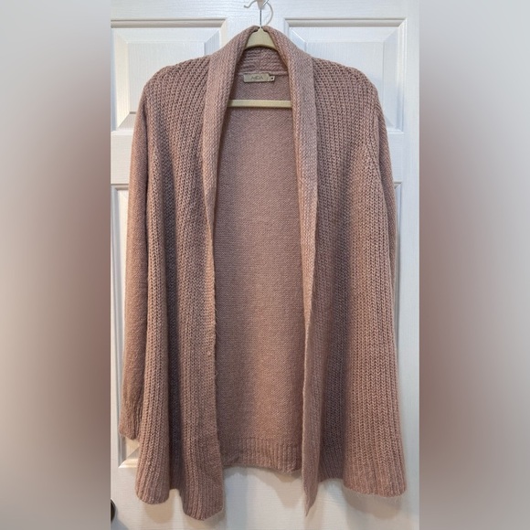 A Ida Open Wool Mohair Cardigan Sweater Size M Mauve Pink Cozy Cottage Bohemian - Picture 1 of 9